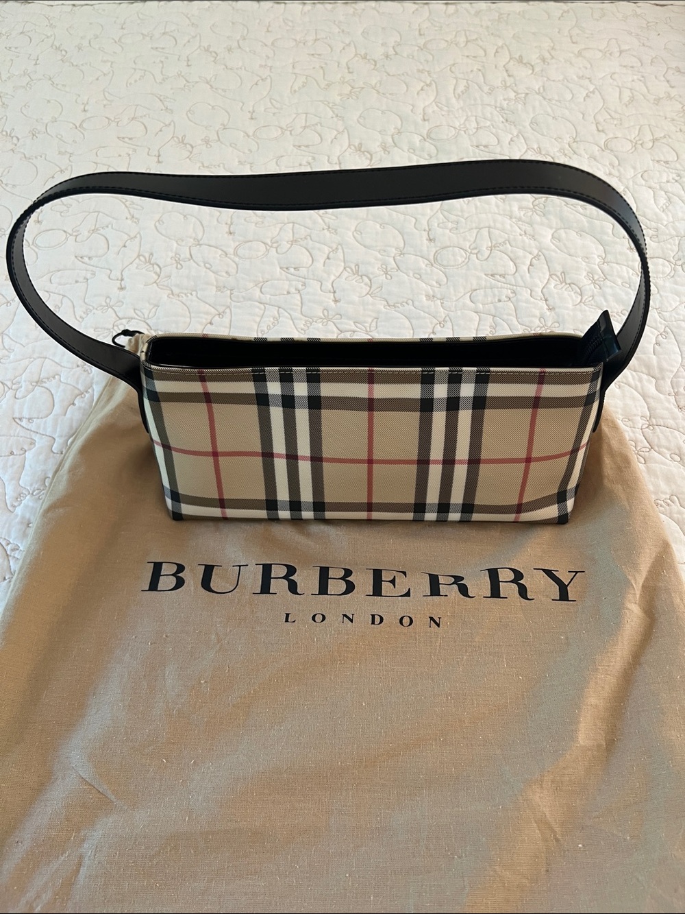 Burberry Beige Nova Check Shoulder Bag with Black Strap